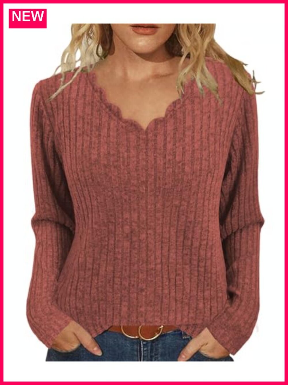 Women's Casual Long Sleeve V-Neck Lightweight Tunic Sweater Pullover